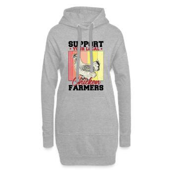 Soutenez vos éleveurs de poulet locaux - Sweat-shirt à capuche long Femme - gris chiné - Devant