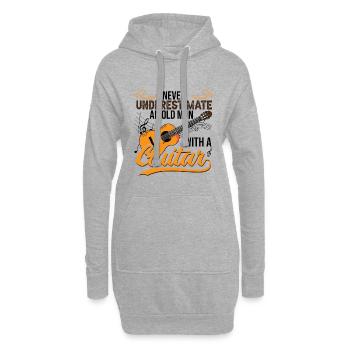 Alter Mann mit einer Gitarre | Akustische Gitarre - Hoodie-Kleid - Grau meliert - Vorne