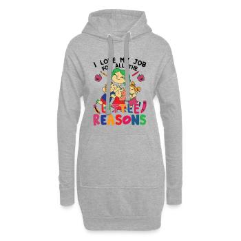 J’aime mon travail pour toutes les petites raisons - Sweat-shirt à capuche long Femme - gris chiné - Devant