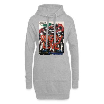Rugby Love – Passion sur le terrain - Sweat-shirt à capuche long Femme - gris chiné - Devant