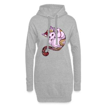 Katze cat mandala pink niedlich funny Yoga cute lo - Hoodie-Kleid - Grau meliert - Vorne