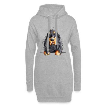 Drôle Gordon Setter dessin animé - Chien - Cadeau - Sweat-shirt à capuche long Femme - gris chiné - Devant