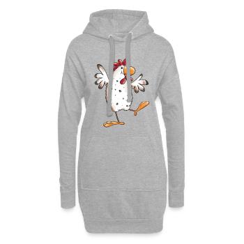 Tanzendes Huhn - Hühner - Geflügel - Vogel - Hoodie-Kleid - Grau meliert - Vorne