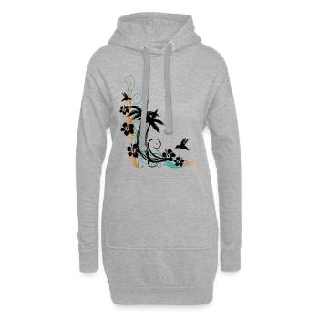Palmen Hibiskus Kolibri Sommer - Hoodie-Kleid - Grau meliert - Vorne