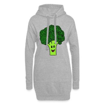 Brokkoli niedlich und lachend - Hoodie-Kleid - Grau meliert - Vorne