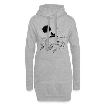 Angeln Auf Einer Insel Cooles Geschenk für Fischer - Hoodie-Kleid - Grau meliert - Vorne