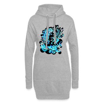 Élément Verseau Découpe d’eau - Sweat-shirt à capuche long Femme - gris chiné - Devant