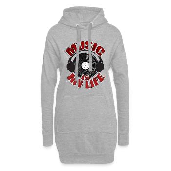 MUSIC is my life Headset - Sweat-shirt à capuche long Femme - gris chiné - Devant