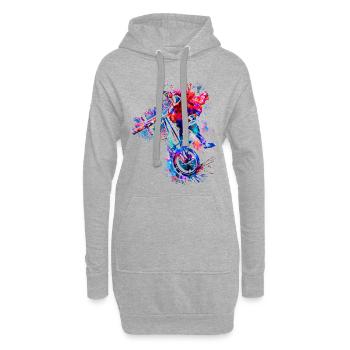Bmx Fahrrad - Pixel Bmx Rad - Buntes Bmx - Hoodie-Kleid - Grau meliert - Vorne