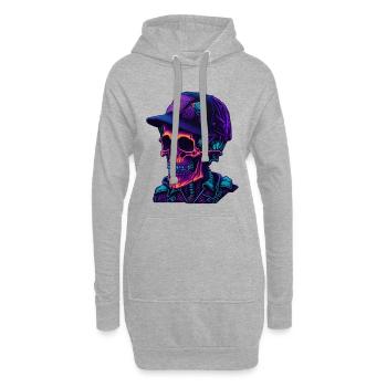 Squelette avec casquette - Sweat-shirt à capuche long Femme - gris chiné - Devant