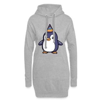 Pingouin heureux avec chapeau de fête - Cartoon Design - Sweat-shirt à capuche long Femme - gris chiné - Devant