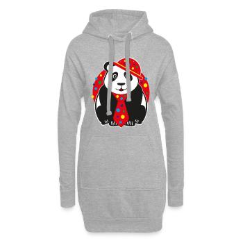 Panda mit lustigen Hut, Krawatte und Konfetti. - Hoodie-Kleid - Grau meliert - Vorne