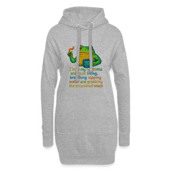 No-Drama Frog Mug Design - Sweat-shirt à capuche long Femme - gris chiné - Devant
