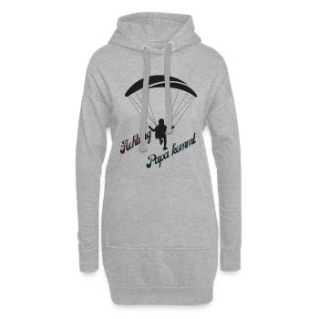 Papa Kommt mit Fallschirm - Hoodie-Kleid - Grau meliert - Vorne