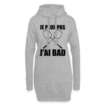 Je peux pas J'ai Bad Cadeau Joueur Homme Badminton - Sweat-shirt à capuche long Femme - gris chiné - Devant