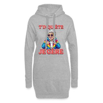Oma, mach dir keine Sorgen, ich schaffe das Oma - Hoodie-Kleid - Grau meliert - Vorne