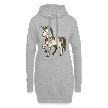 Stammeskrieger-Einhorn mit Zöpfen und Markierungen - Hoodie-Kleid - Grau meliert - Vorne