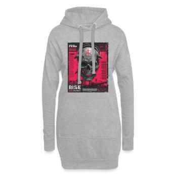 Crâne avec croix sur une affiche urbaine - Sweat-shirt à capuche long Femme - gris chiné - Devant