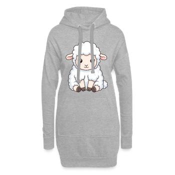 Kuschellamm Cartoon Style - Sweat-shirt à capuche long Femme - gris chiné - Devant