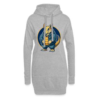 Armadillo Kawaii Maskottchen-Cartoon-Clipart-Logo-Abzeichen - Hoodie-Kleid - Grau meliert - Vorne