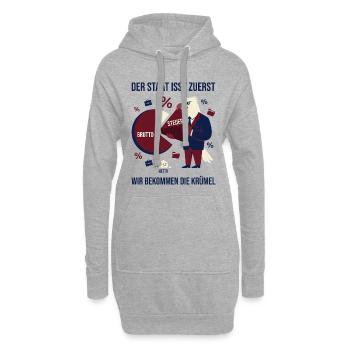 Der Staat isst zuerst - Hoodie-Kleid - Grau meliert - Vorne