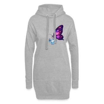 Soul of Earth – Blue Butterfly Heart - Hoodie-Kleid - Grau meliert - Vorne