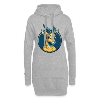 Antelope Kawaii Maskottchen Cartoon Clipart Logo Abzeichen - Hoodie-Kleid - Grau meliert - Vorne