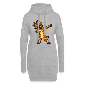 Girafe en train de tapoter - Sweat-shirt à capuche long Femme - gris chiné - Devant
