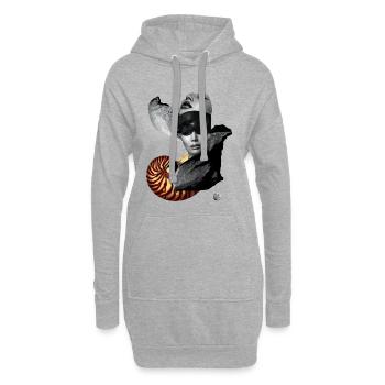 Avantgarde-Collage – Die Geburt der Ikone - Hoodie-Kleid - Grau meliert - Vorne