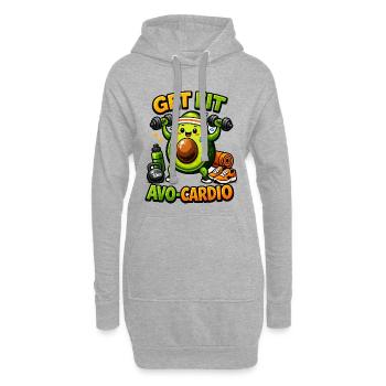 AVO-CARDIO – Avocado in Training - Hoodie-Kleid - Grau meliert - Vorne