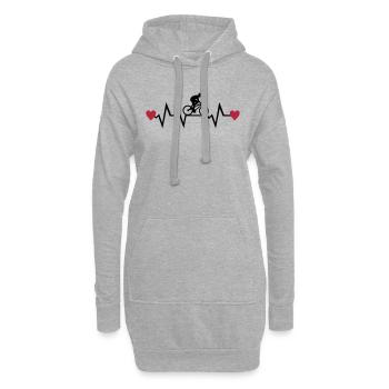 Herzschlag mit Herz und Radfahrer, radfahren - Hoodie-Kleid - Grau meliert - Vorne