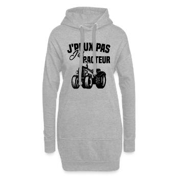 J'peux pas j'ai tracteur - Sweat-shirt à capuche long Femme - gris chiné - Devant