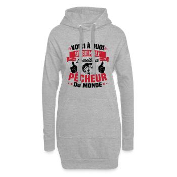 Le meilleur pêcheur du monde Cadeau pêcheur - Sweat-shirt à capuche long Femme - gris chiné - Devant
