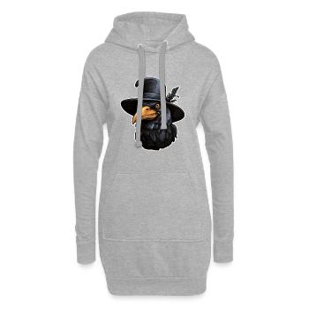 Corneille d’Halloween avec chapeau - Sweat-shirt à capuche long Femme - gris chiné - Devant