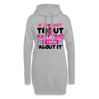 If I Am Not trout Knitting I think about it - Hoodie-Kleid - Grau meliert - Vorne