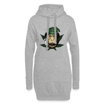 Kiffender Affe Mit Joint - Hoodie-Kleid - Grau meliert - Vorne