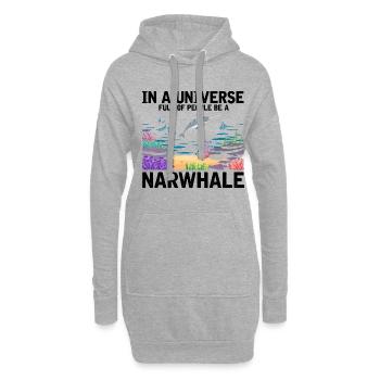 Narval Licorne Baleine Baleines Mer Océan Biologie - Sweat-shirt à capuche long Femme - gris chiné - Devant