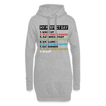 My Perfect Day Wake Up Play Video Games Eat Breakf - Hoodie-Kleid - Grau meliert - Vorne