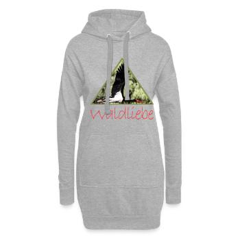wald 8 waldliebe mit schwarzstorch - Hoodie-Kleid - Grau meliert - Vorne