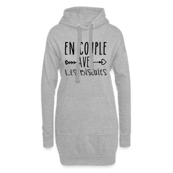 En Couple avec Biscuits, cadeau Fans de Biscuits - Sweat-shirt à capuche long Femme - gris chiné - Devant