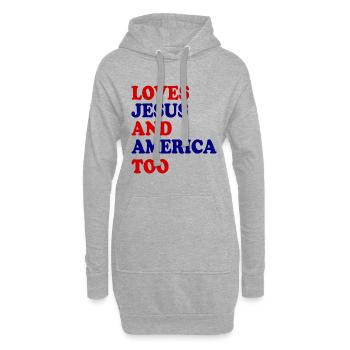 loves jesus and america too - Hoodie-Kleid - Grau meliert - Vorne