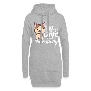 chat positif - Sweat-shirt à capuche long Femme - gris chiné - Devant