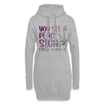 You See a peace sign 1 see 5 - 6 cm - Hoodie-Kleid - Grau meliert - Vorne