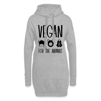 VEGAN FOR THE ANIMALS - Hoodie-Kleid - Grau meliert - Vorne