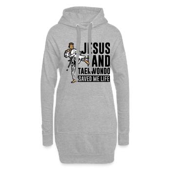 Jesus and Taekwondo saved me life - Hoodie-Kleid - Grau meliert - Vorne