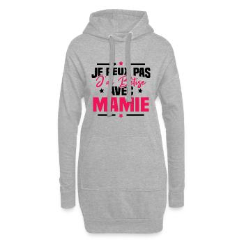 Je peux pas j'ai bêtise avec mamie - Sweat-shirt à capuche long Femme - gris chiné - Devant