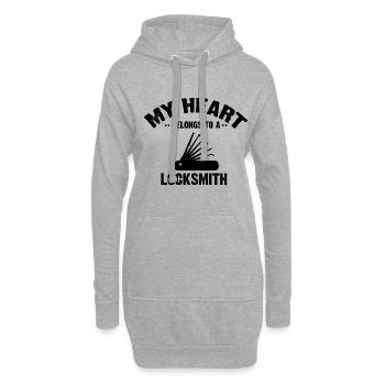 My heart belongs to a locksmith design - Hoodie Dress - heather grey - Front