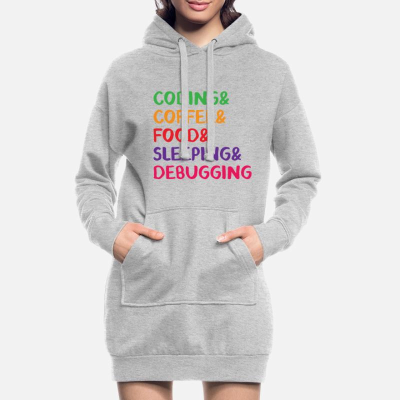 Coding Coffee Food Sleeping Debbuging Programmer C Hoodie-Kleid
