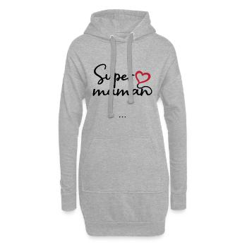 Super maman personnalisés - Sweat-shirt à capuche long Femme - gris chiné - Devant