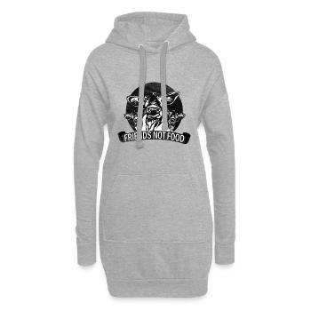 LES AMIS NE MANGENT PAS FRIENDS NOT FOOD - Sweat-shirt à capuche long Femme - gris chiné - Devant